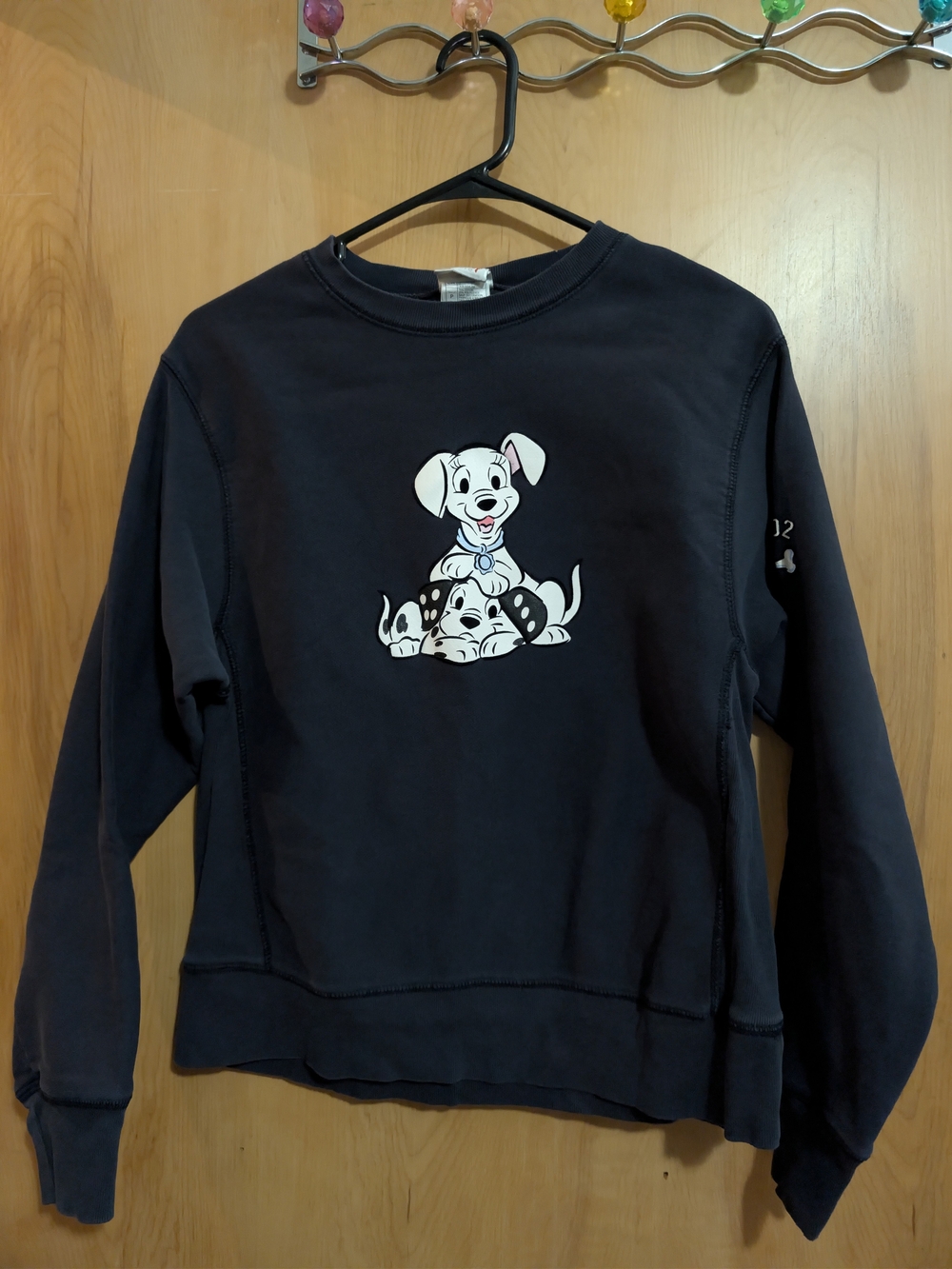 Disney Navy Blue Sweatshirt with White Dalmatian Puppy Graphic